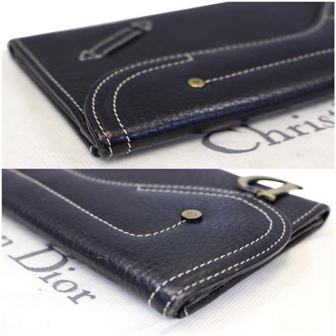 Saddle leather wallet Dior Black in Leather 